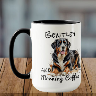 Mug Peinture à l'aquarelle Marron Bernois PERSONNALISE