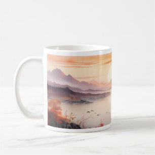 Mug Peinture à l'encre d'automne avec le soleil