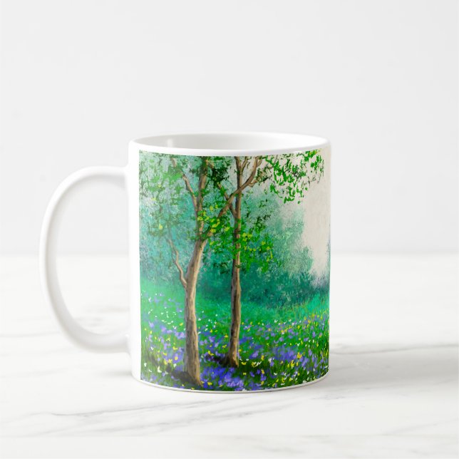 Mug Peinture à l'huile de paysage de printemps, forêt. (Gauche)