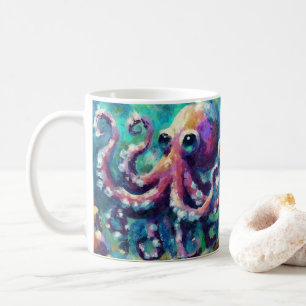 Mug Peinture à l'huile de pieuvre lunaire Plage nautiq