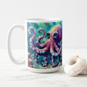 Mug Peinture à l'huile de pieuvre lunaire Plage nautiq