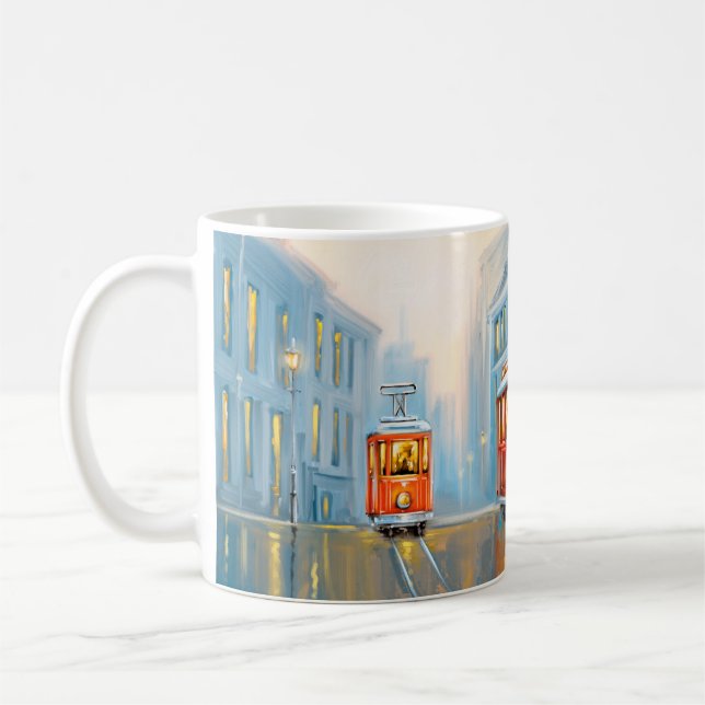 Mug Peinture à l'huile de tramway de la vieille ville (Gauche)