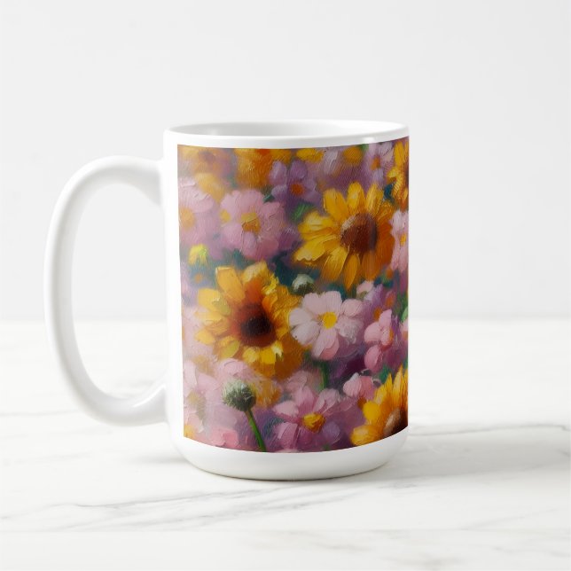 Mug Peinture à l'huile de Zombie dans le champ de fleu (Gauche)