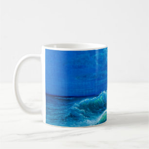 Mug peinture à l'huile montrant les vagues de l'océan