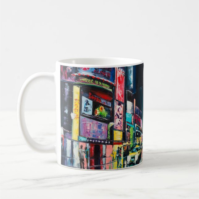 Mug Peinture à l'huile "New York", vue nocturne de New (Gauche)