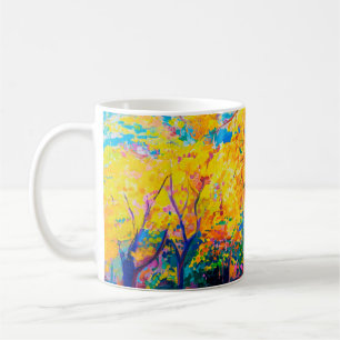 Mug  peinture à l'huile sur toile. Les arbres jaunes. 