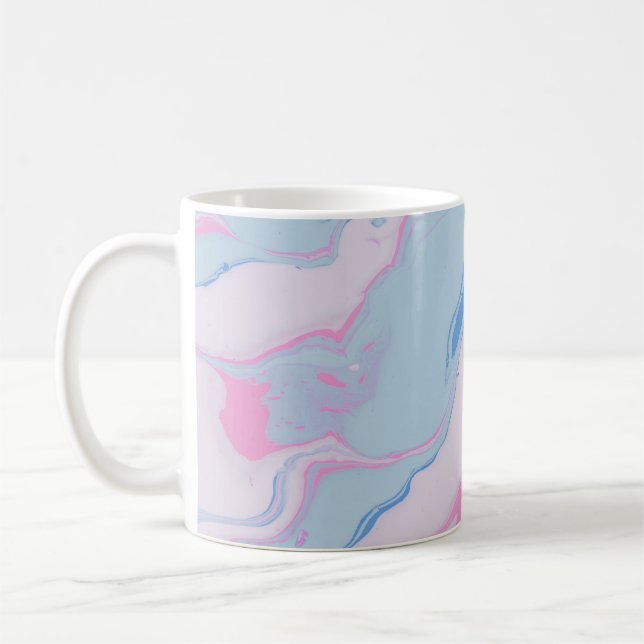 MUG PEINTURE ABSTRAITE BLANCHE ET BLEUE ROUGE (Gauche)