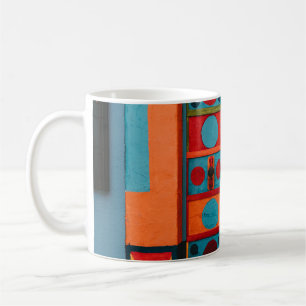 MUG PEINTURE ABSTRAITE BLEU ROUGE ET JAUNE