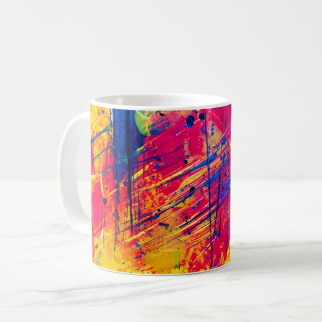 Mug Peinture Abstraite brillante colorée (Devant gauche)