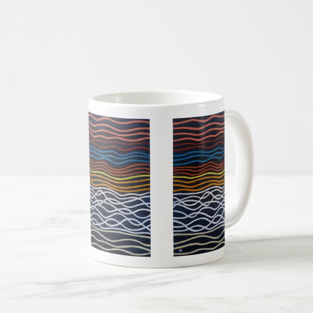 Mug Peinture Abstraite de Front de Mer par Alfred Fox (Devant droit)