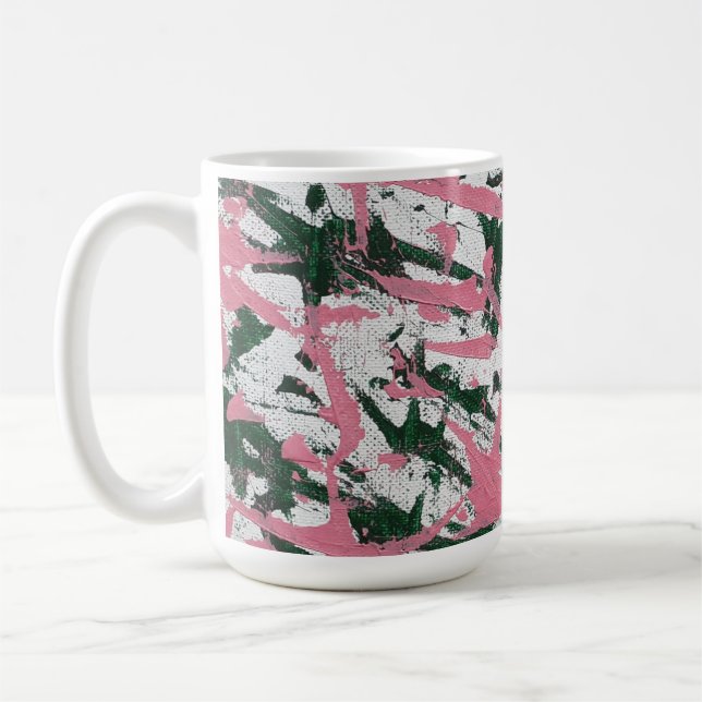 Mug Peinture Abstraite en rose et vert (Gauche)