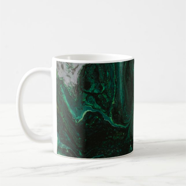 Mug Peinture abstraite turquoise et blanche (Gauche)