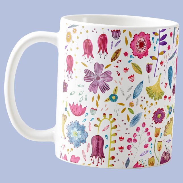 Mug Peinture aquarelle botanique de fleurs sauvages de (Modern floral botanical watercolor wildflower pattern coffee mug)