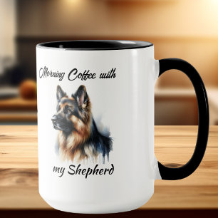 Mug Peinture aquarelle de chien berger allemand Person
