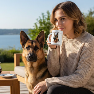 Mug Peinture aquarelle de chien personnalisable Berger
