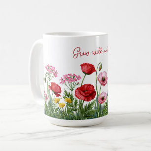 Mug Peinture aquarelle de fleurs sauvages avec message