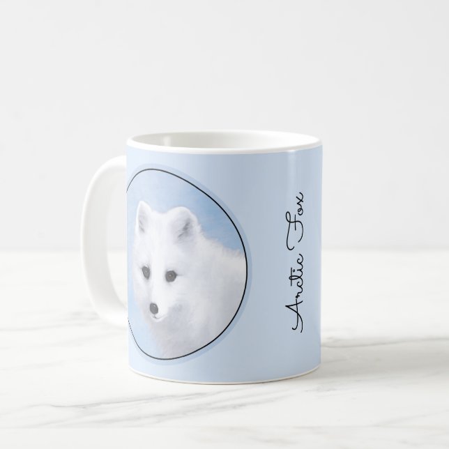 Mug Peinture Arctic Fox - Art original de la faune (Devant gauche)