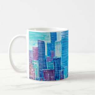 Mug Peinture artistique de gratte-ciel. Style Abstrait