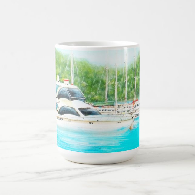 Mug Peinture australienne Bateaux de yacht amarrés (Centre)