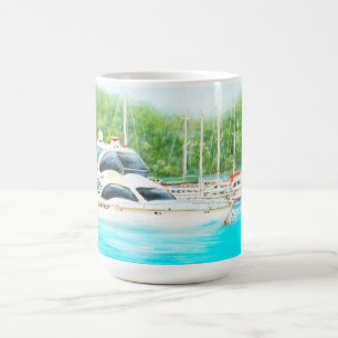 Mug Peinture australienne Bateaux de yacht amarrés