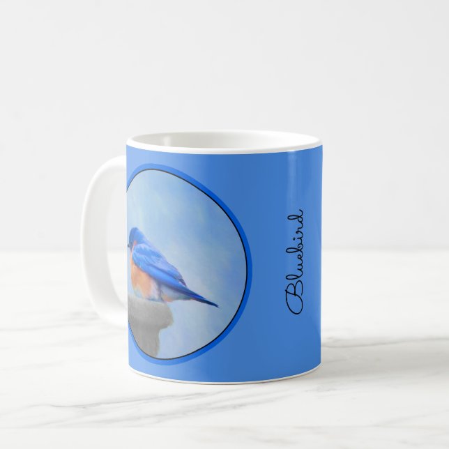 Mug Peinture Bluebird - Art original pour oiseaux (Devant gauche)