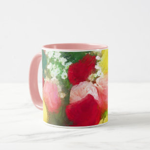 Mug Peinture Bouquet Rose - Jolie Art Fleur Originale
