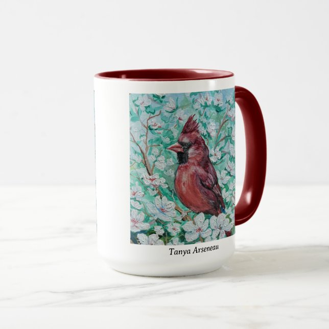 Mug Peinture cardinale rouge (Devant droit)