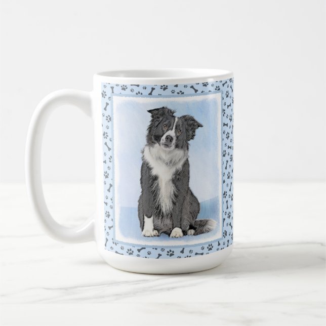 Mug Peinture Collie Bordure - Joli art original chien (Gauche)