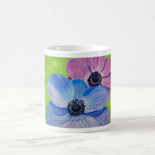Mug Peinture d'anémones roses et violettes