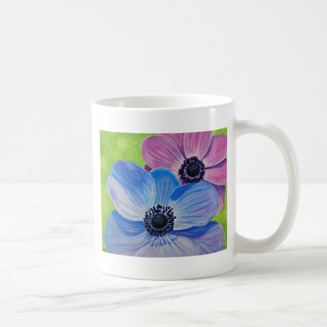 Mug Peinture d'anémones roses et violettes (Droite)