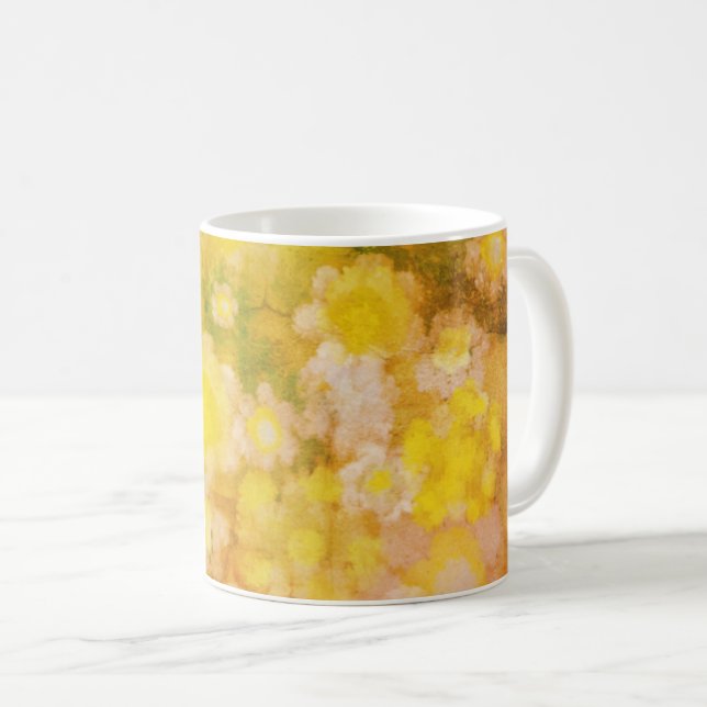 Mug Peinture d'aquarelle Abstraite de fleurs rétro (Devant droit)