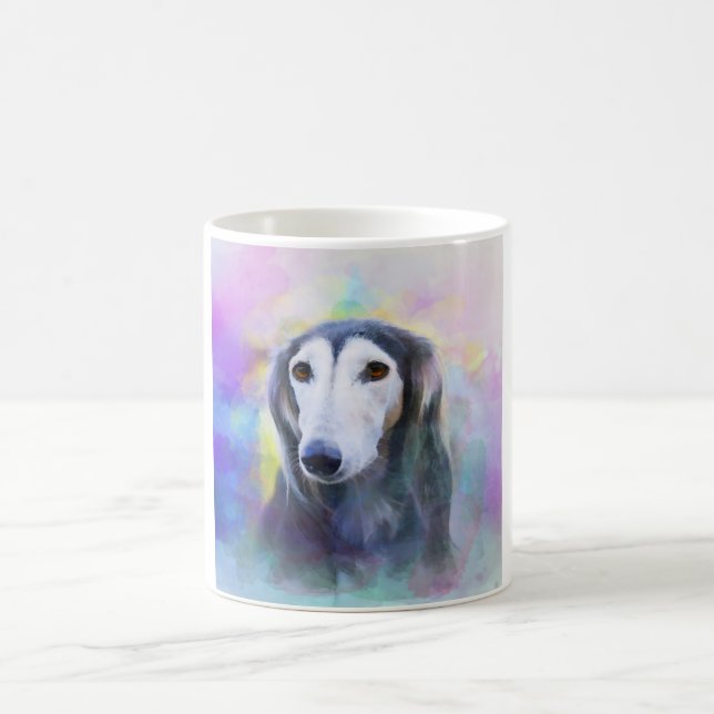 Mug Peinture d'aquarelle de chien gris (Centre)