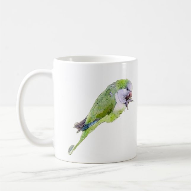 Mug Peinture d'aquarelle de perroquet vert (Gauche)