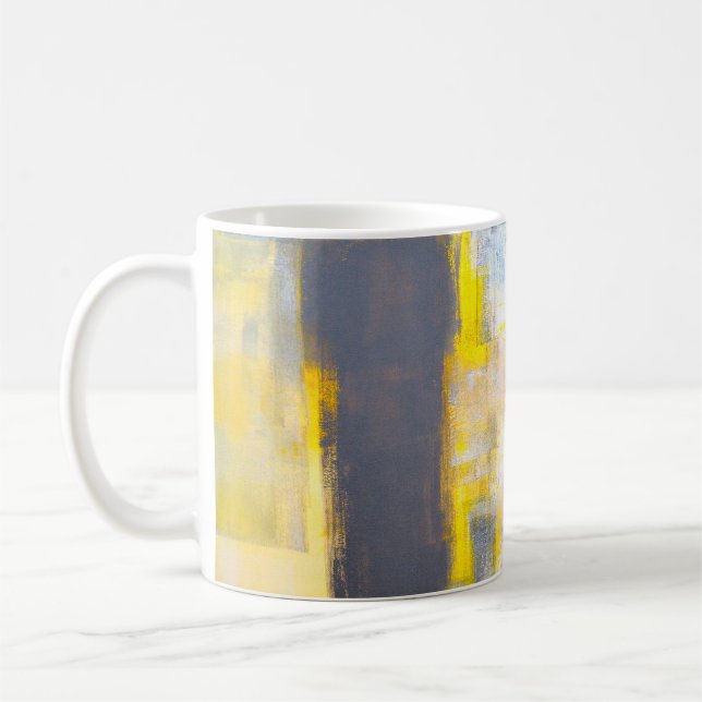 Mug Peinture d'art Abstrait gris et jaune abstrait, ar (Gauche)