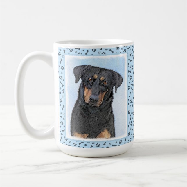Mug Peinture de Beauceron - Cute Original Chien Art (Gauche)