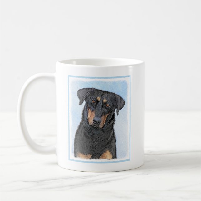 Mug Peinture de Beauceron - Cute Original Chien Art (Gauche)
