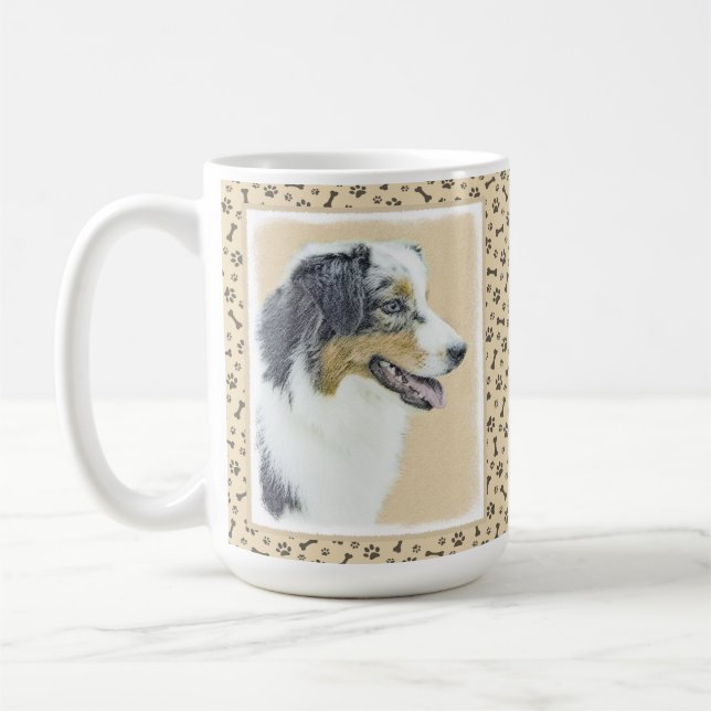 Mug Peinture de berger australien - Art original de ch (Gauche)