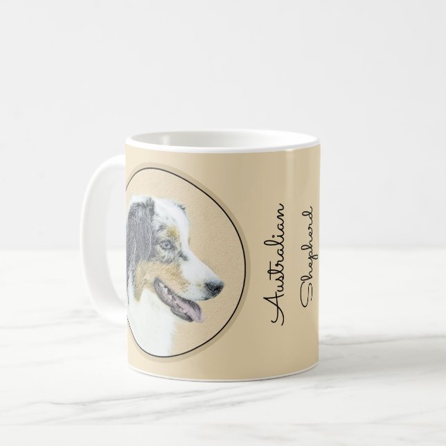 Mug Peinture de berger australien - Art original de ch (Devant gauche)