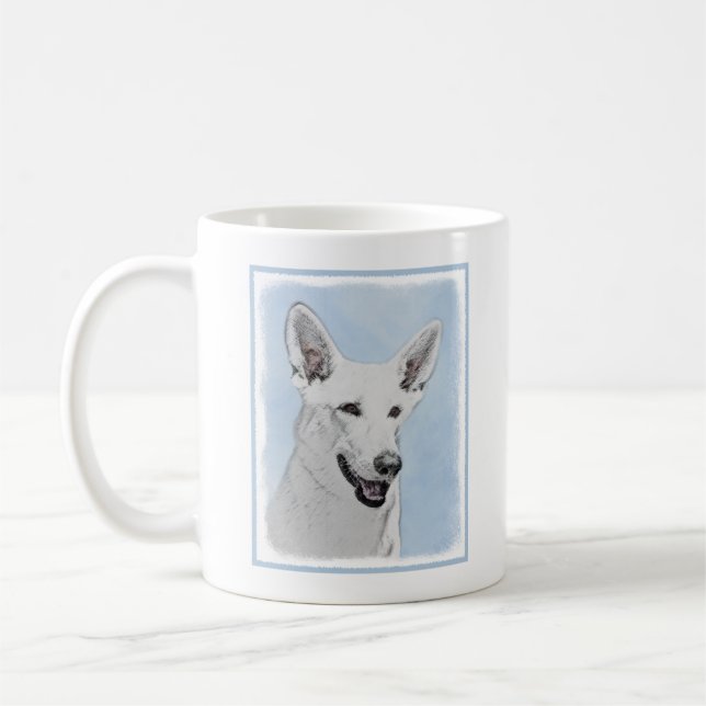 Mug Peinture de berger blanc - jolie art original de c (Gauche)