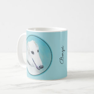 Mug Peinture de Borzoi (Blanc) - Joli Chien d'origine