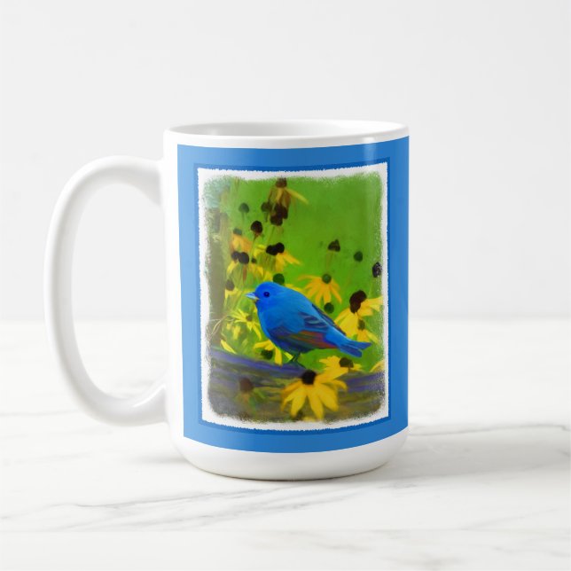 Mug Peinture de Bunting Indigo - Art original pour ois (Gauche)
