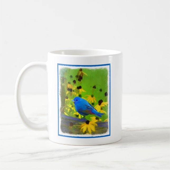 Mug Peinture de Bunting Indigo - Art original pour ois (Gauche)