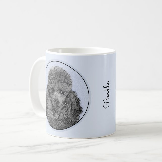 Mug Peinture de Caniche Jouet Miniature Noir Œuvre Ori (Devant gauche)