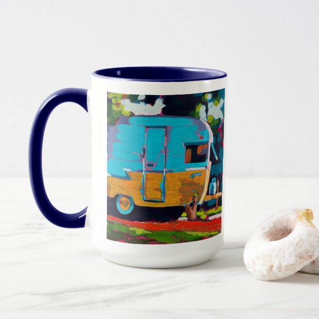 Mug Peinture de caravane - Cadeau pour les amateurs de (Avec donut)