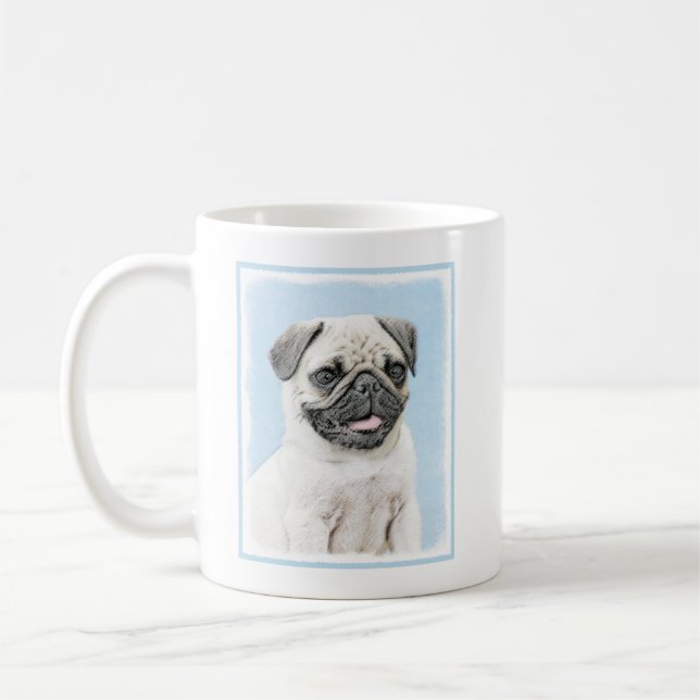 Mug Peinture de carlin - Joli art original de chien (Gauche)