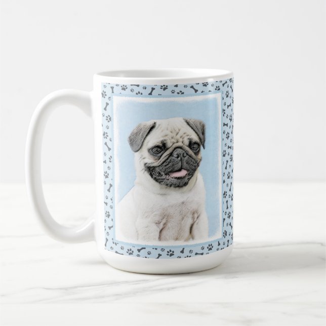 Mug Peinture de carlin - Joli art original de chien (Gauche)