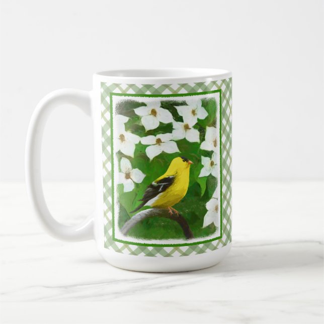 Mug Peinture de chardonneret - Art de chien original m (Gauche)