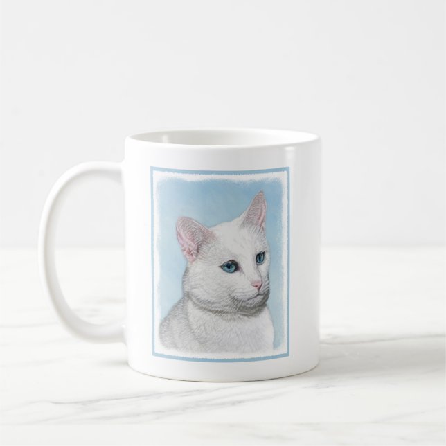 Mug Peinture de chat blanc - Cute Original Cat Art (Gauche)