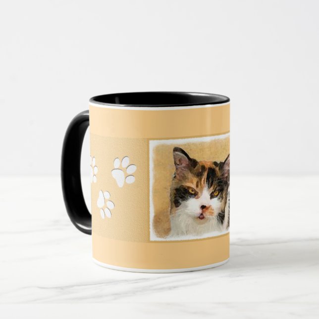 Mug Peinture de chat Calico - Cute Original Cat Art (Devant gauche)
