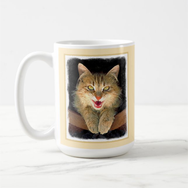 Mug Peinture de chat Mad - Cute Original Cat Art (Gauche)